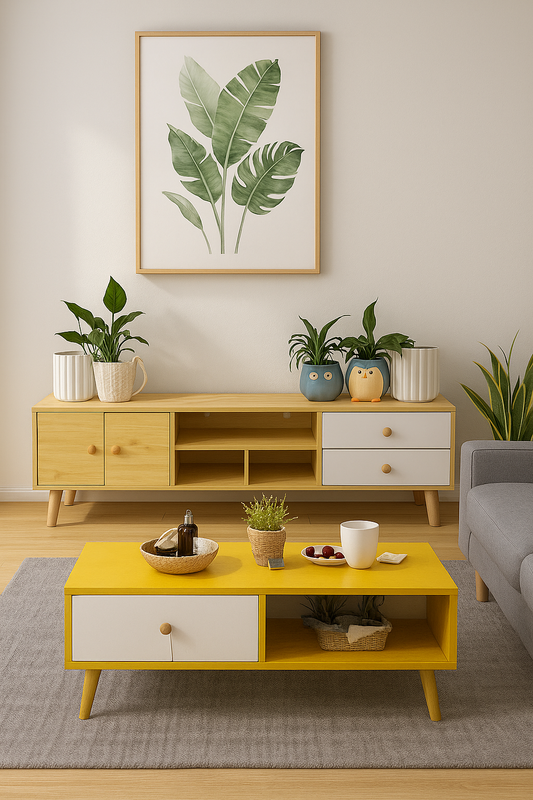 NNECN Modern Living Room TV Stand Table Set